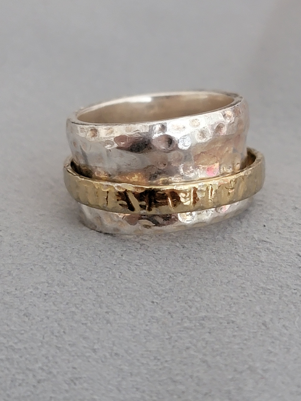 Silpada Two-Tone Hammered Spinner Ring - Sterling Silver
